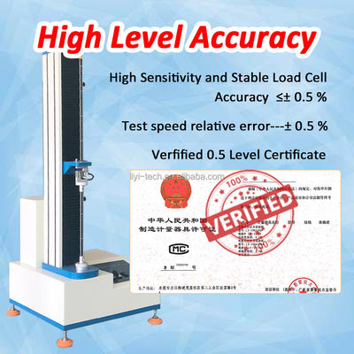 Liyi Digital Electric Single Column Tensile Testing Machine with 10kn Tensile Strength ±0.5% Accuracy and 800W Power
